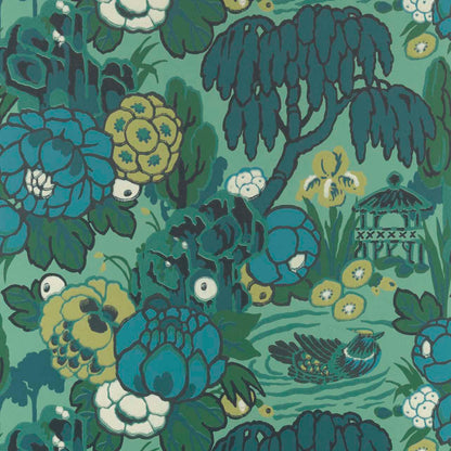 V&A Mandarin Garden - Jade Green Wallpaper - 1838 wallcoverings