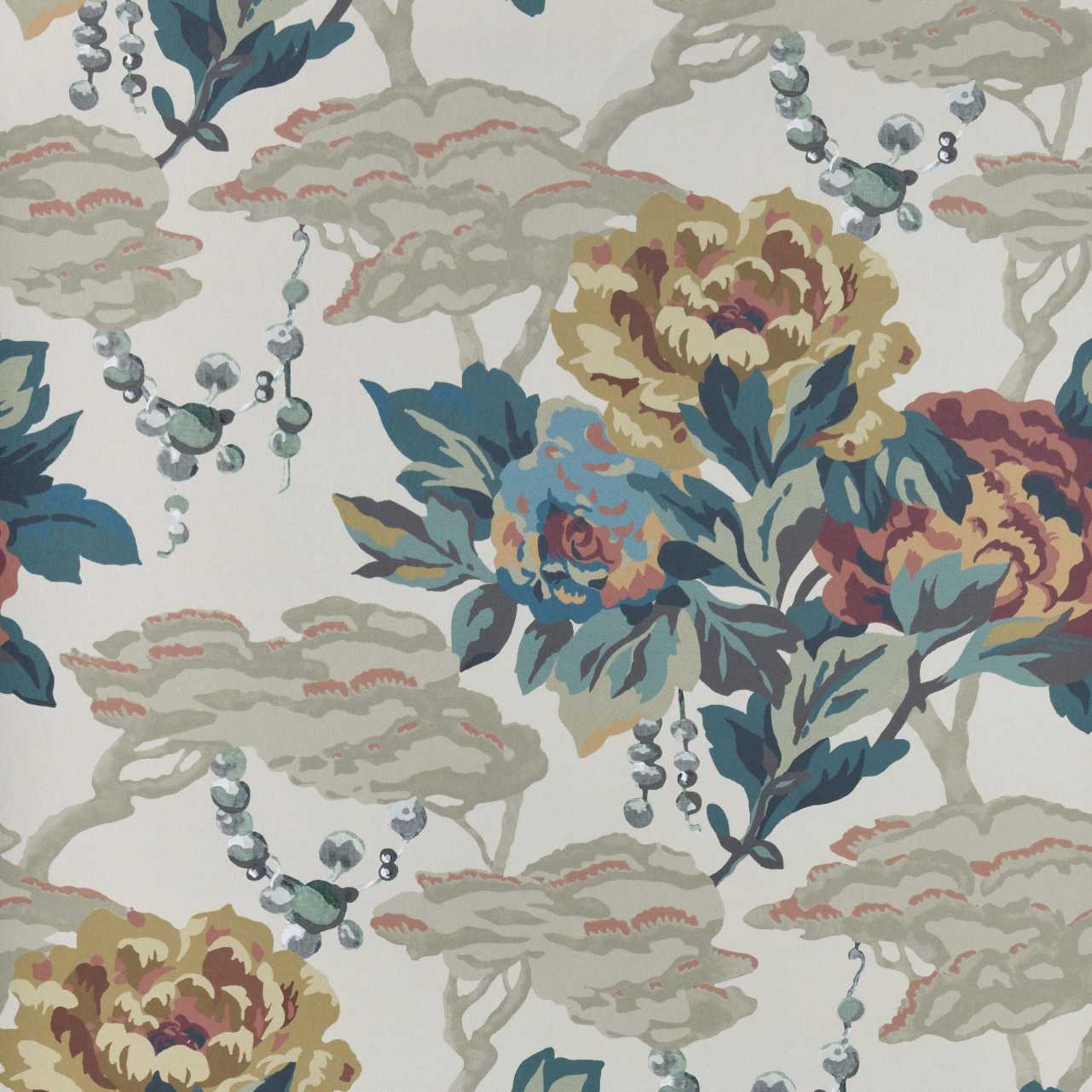 V&A Paeonia - Warm Sand Wallpaper - 1838 wallcoverings