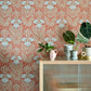 V&A Floral Fanfare - Coral Wallpaper - 1838 wallcoverings