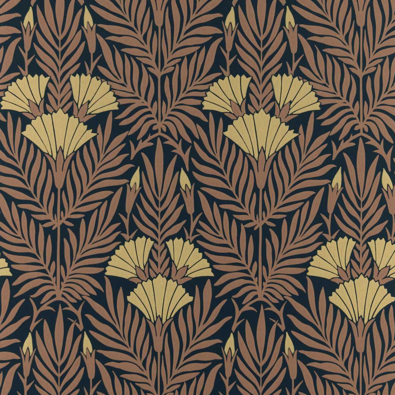 V&A Floral Fanfare - Burnt Orange Wallpaper - 1838 wallcoverings