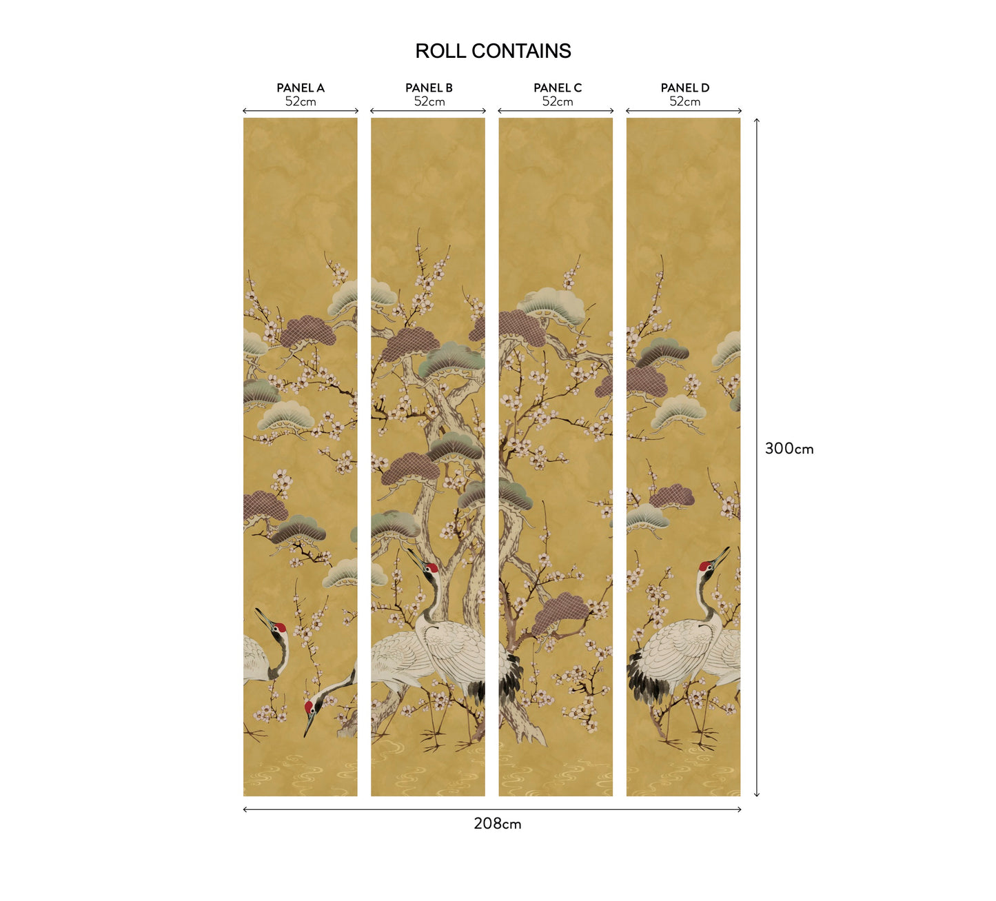 V&A Kyoto Blossom - Golden Yellow Wall Mural - 1838 wallcoverings