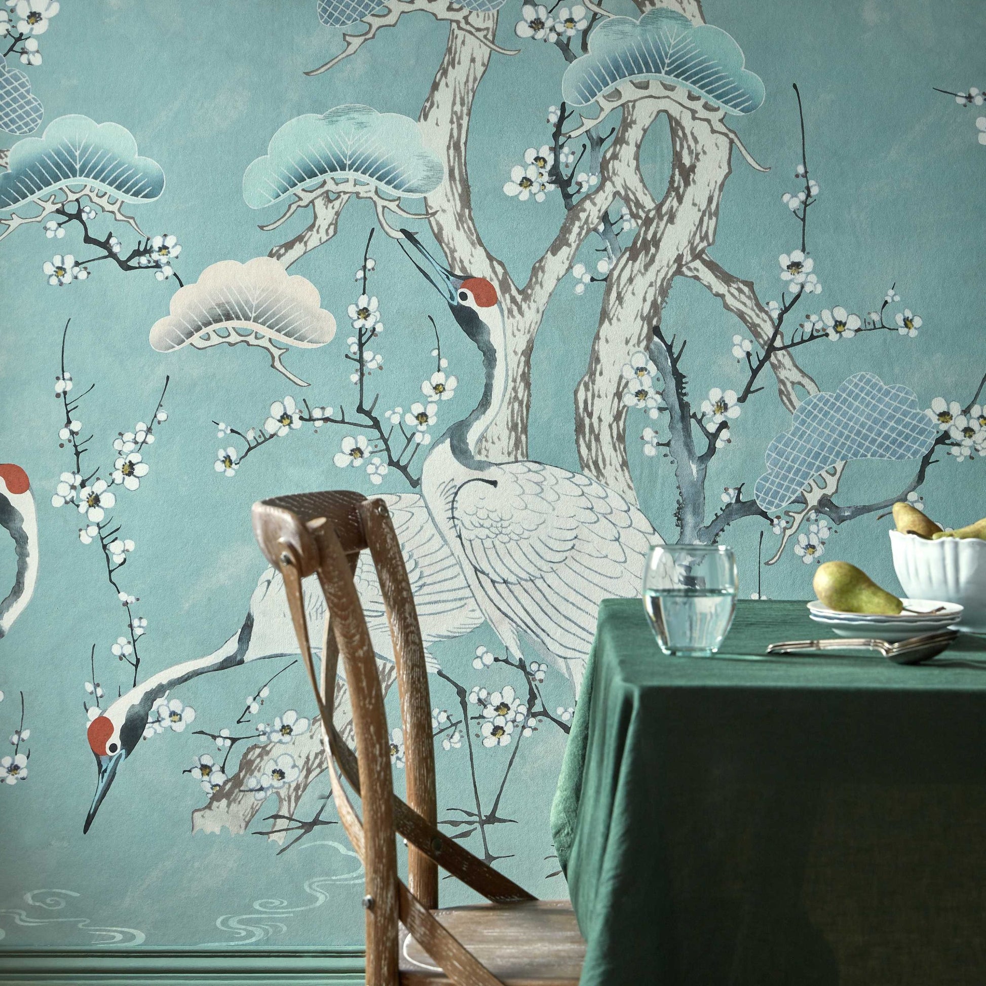 V&A Kyoto Blossom - Mist Blue Wall Mural - 1838 wallcoverings