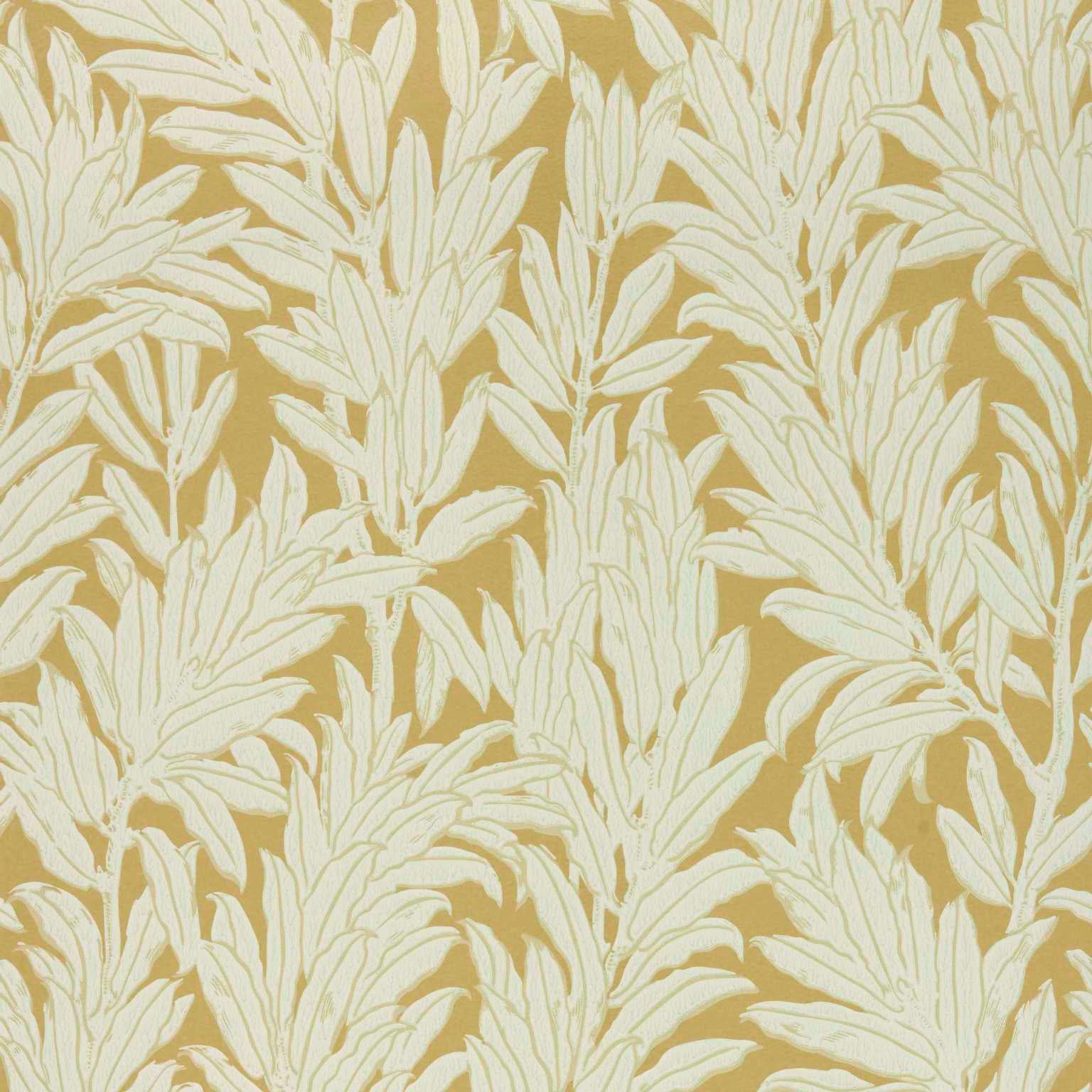 V&A Laurel Leaf - Ochre Yellow Wallpaper - 1838 wallcoverings