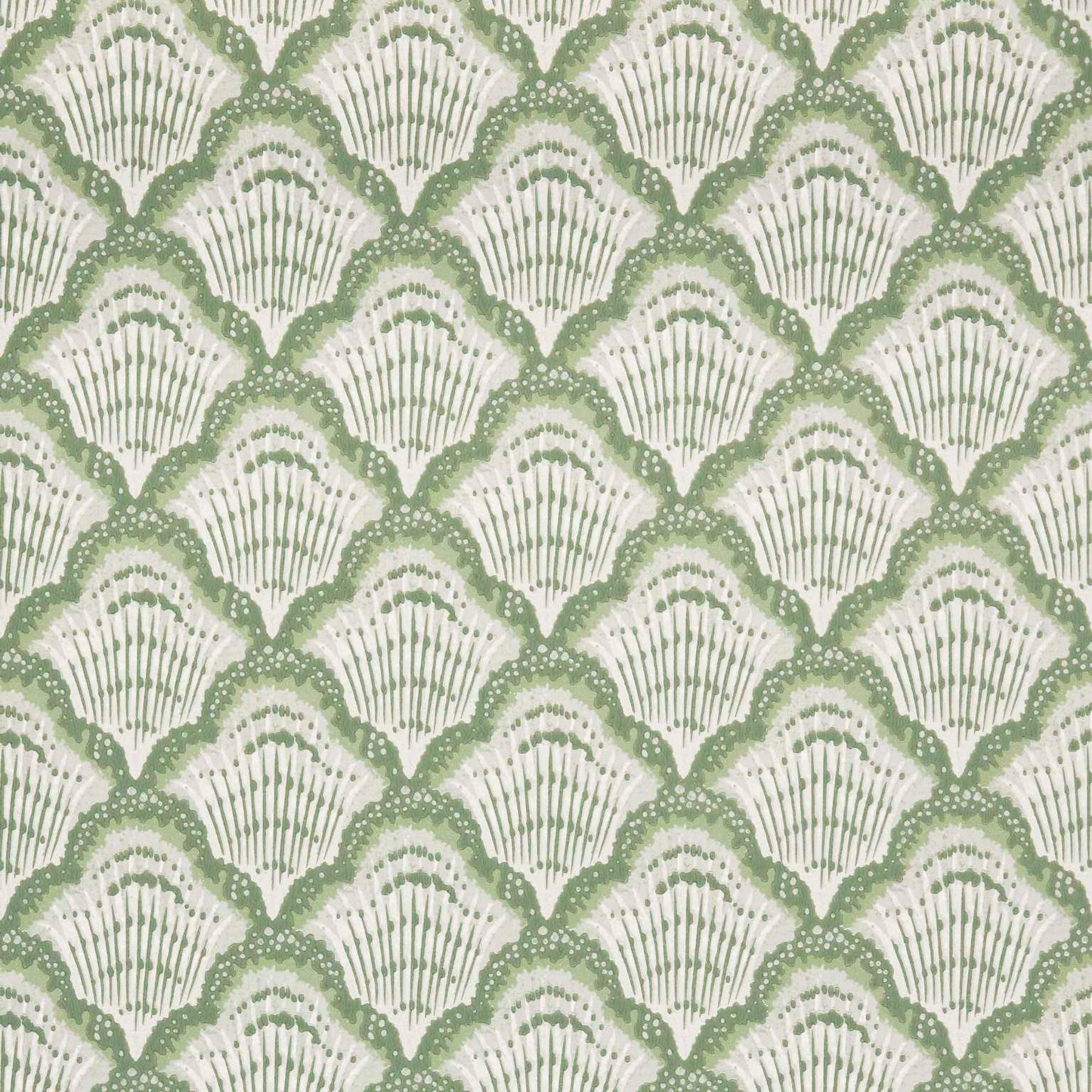 V&A Calico Shell - Verde Green Wallpaper - 1838 wallcoverings