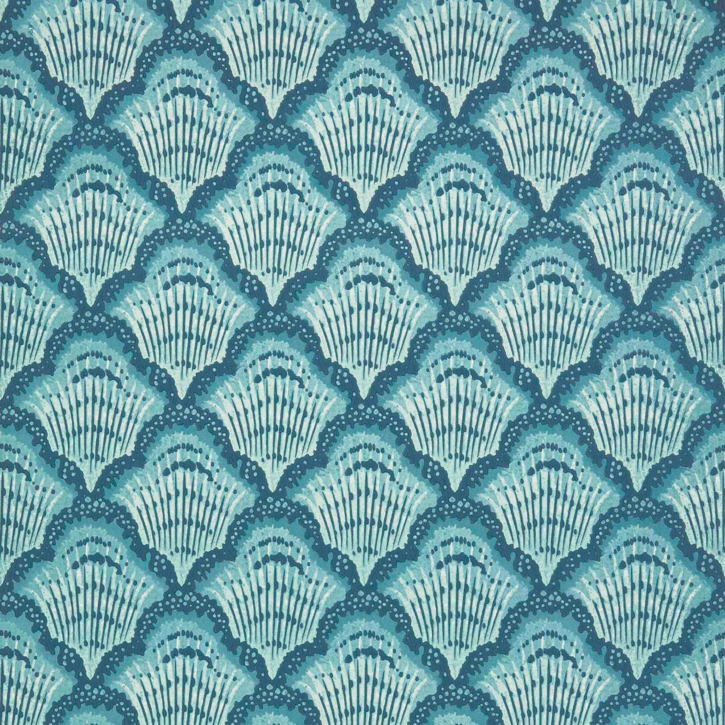 V&A Calico Shell - Aqua Wallpaper - 1838 wallcoverings