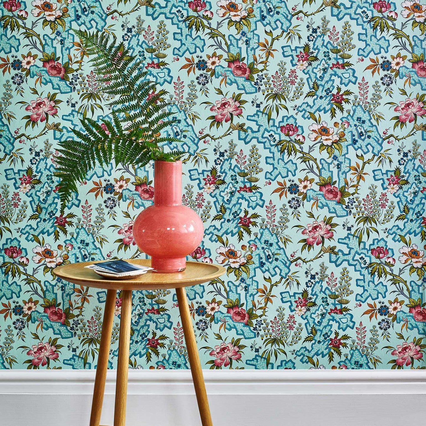 V&A Kilburn's Maze - Celeste Turquoise Wallpaper - 1838 wallcoverings