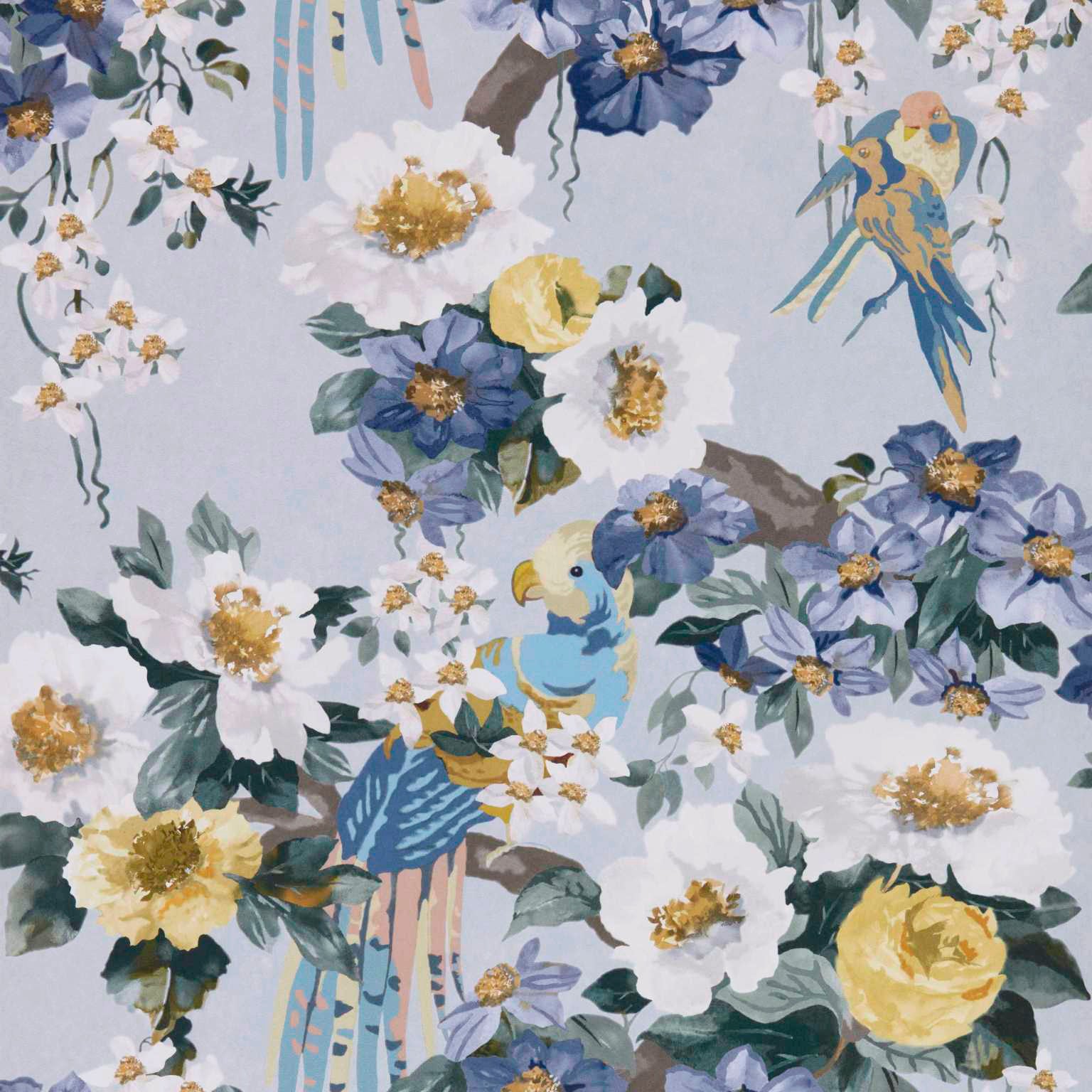 V&A Floral Serenade - Sky Blue Wallpaper - 1838 wallcoverings