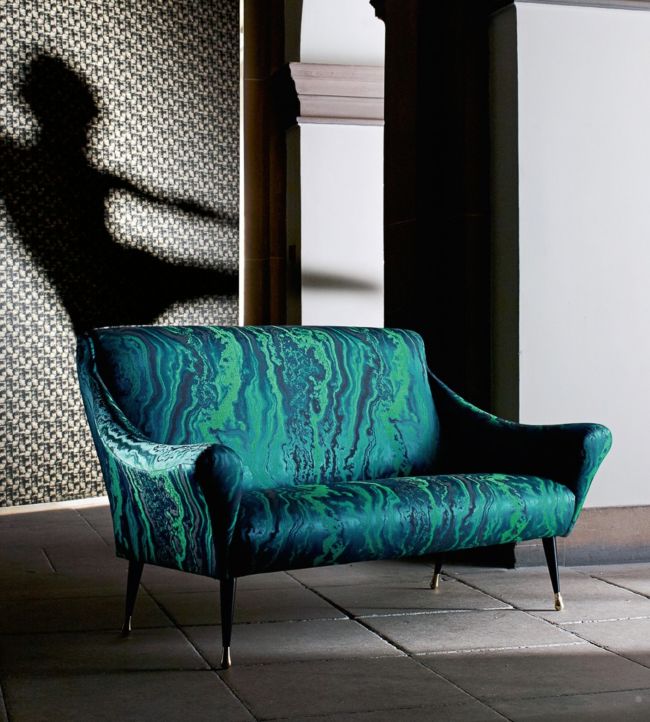 Serpentine Fabric -  Teal - Zoffany