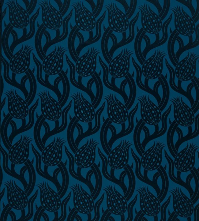 Persian Tulip Weave Fabric - Blue - Zoffany