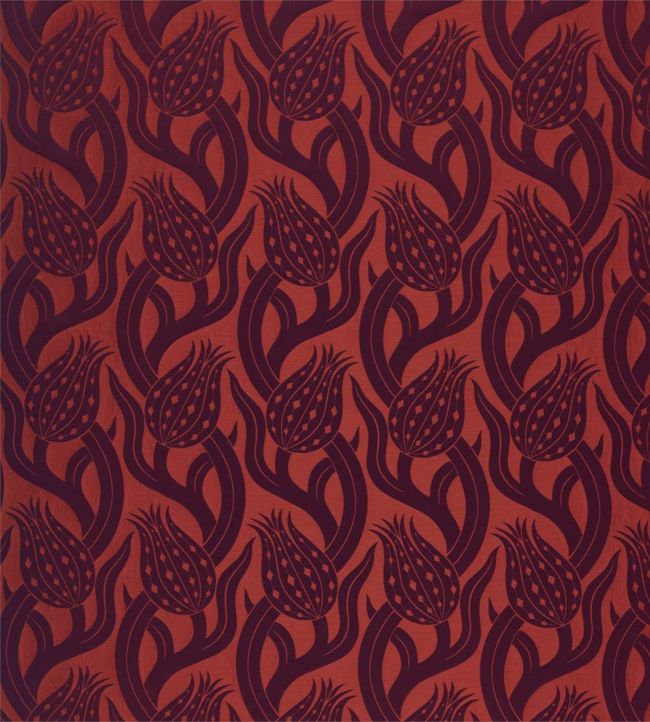 Persian Tulip Weave Fabric - Red - Zoffany