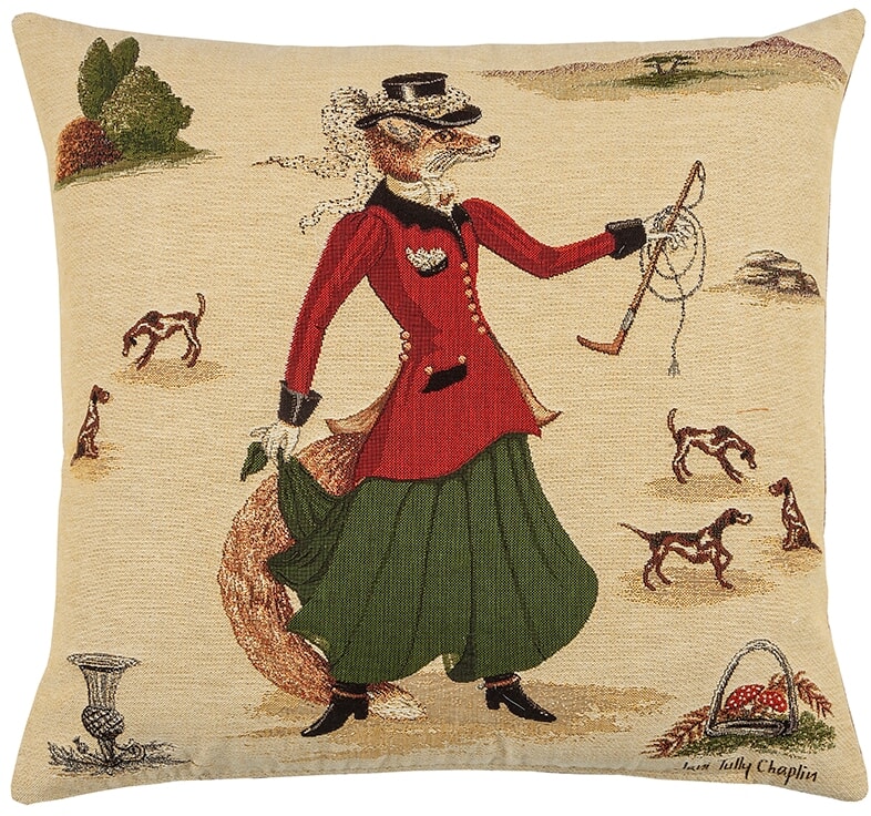 Lady Fenella Fox Tapestry Cushion with Feather Filler 