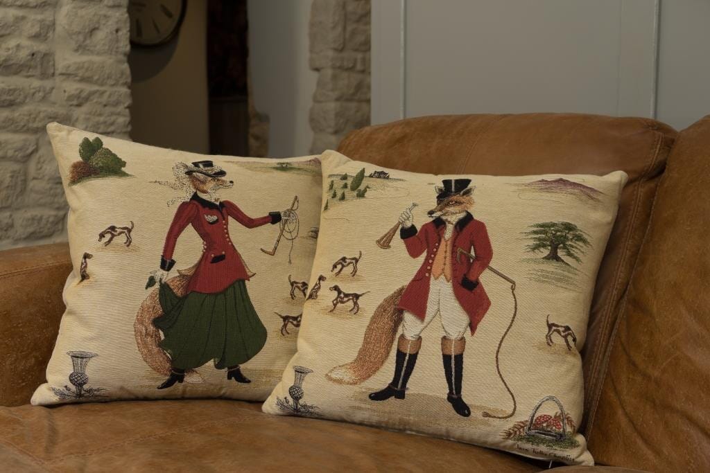 Lady Fenella Fox Tapestry Room Cushion with Feather Filler 