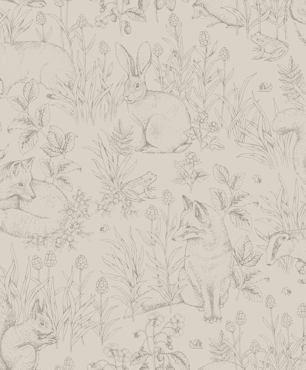 Forest Friends Wallpaper - Cream - Borastapeter