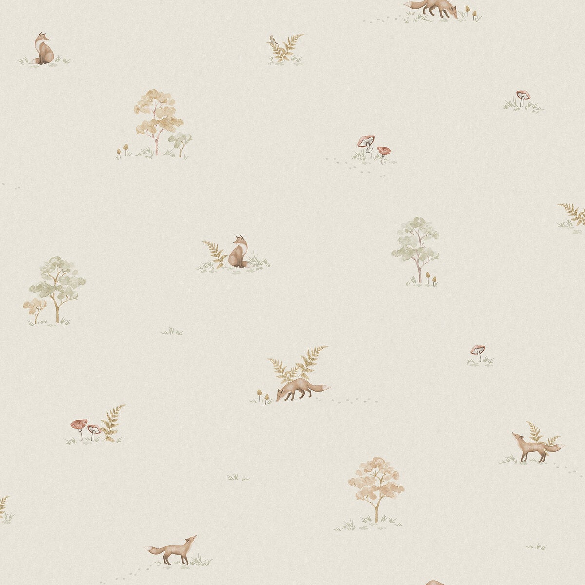 Little Fox Wallpaper - Cream - Borastapeter