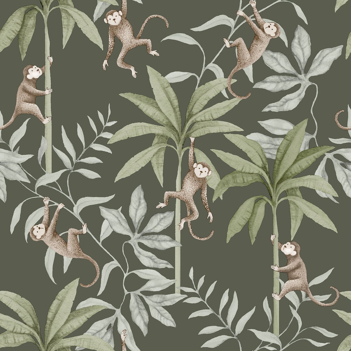 Jungle Friends Wallpaper - Green - Borastapeter