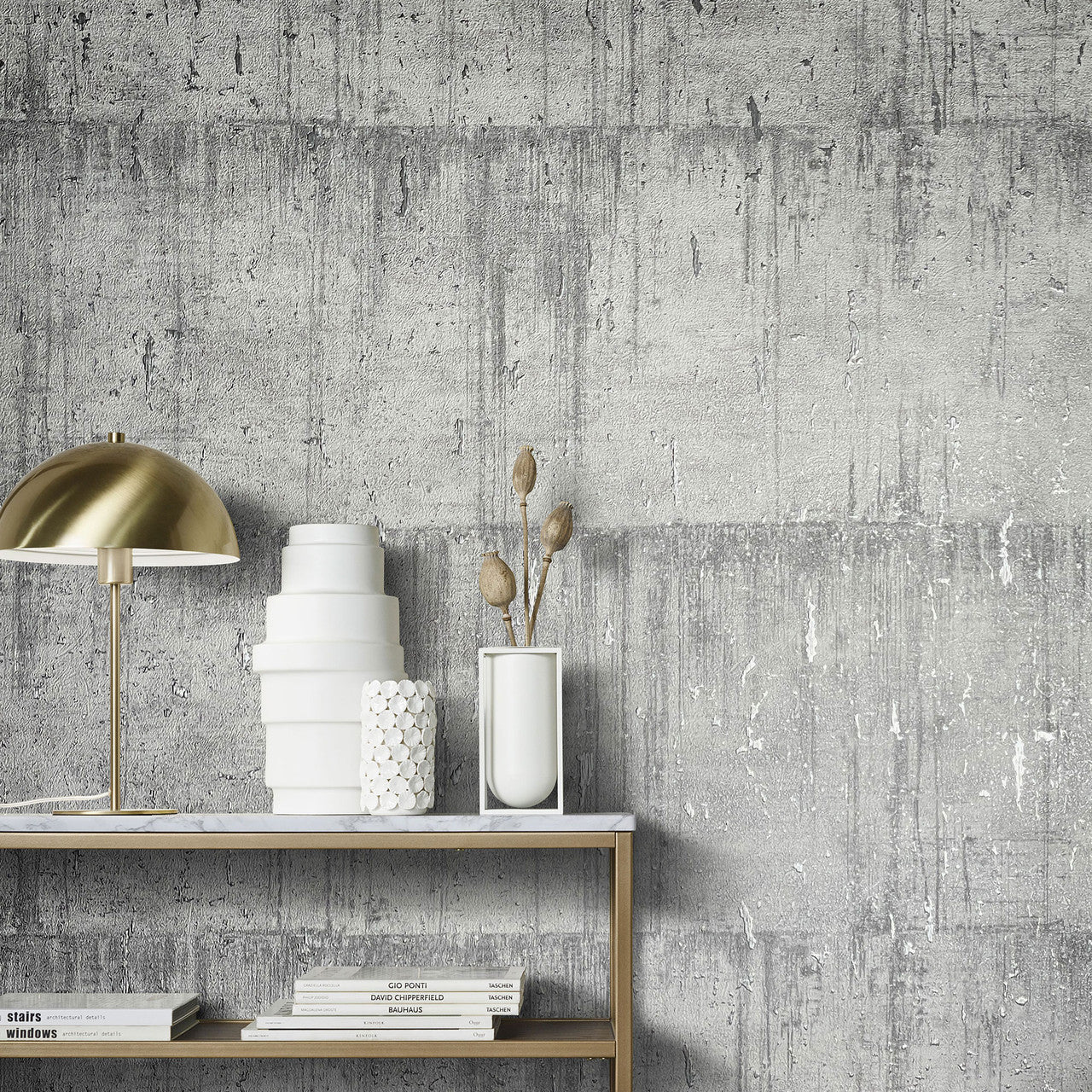 Aged Concrete Natural Opulence Grey Wallpaper - Galerie
