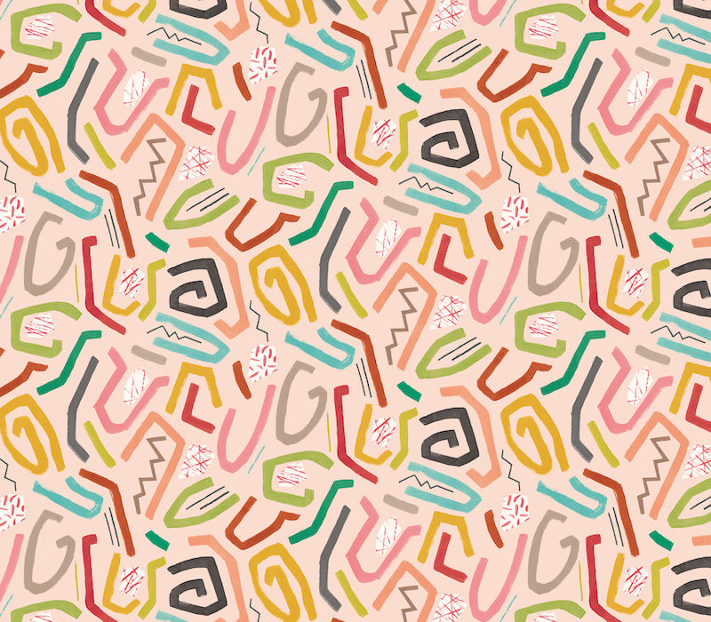 Squiggle Wallpaper - Coral Twist - Ohpopsi