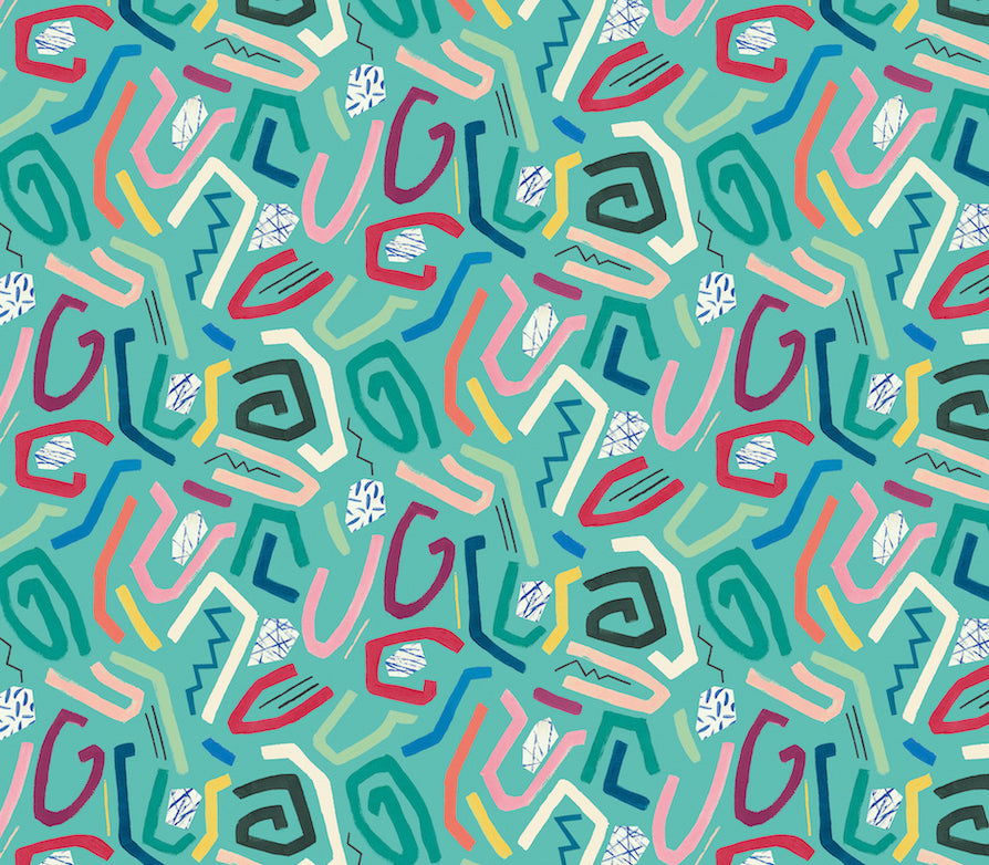Squiggle Wallpaper - Aquamarine - Ohpopsi
