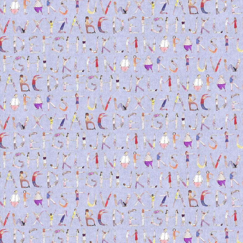 Alphabet People Lilac Wide-Width Wallpaper 