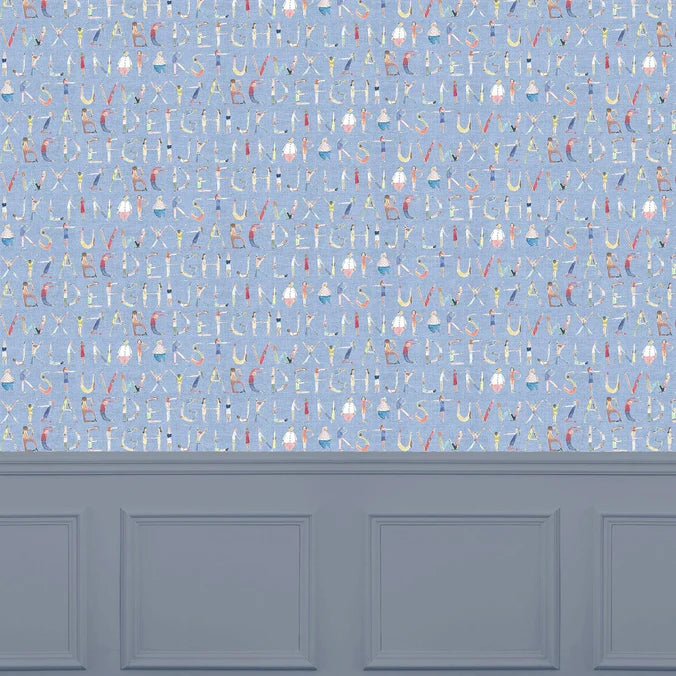 Alphabet People Sky Wide-Width Room Wallpaper 