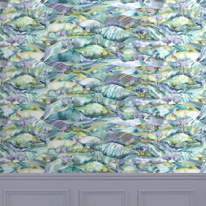 Ambleside Teal Wide-Width Room Wallpaper 