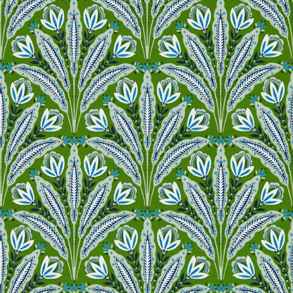 Attingham Wallpaper - Cobalt/Green - Clarke & Clarke