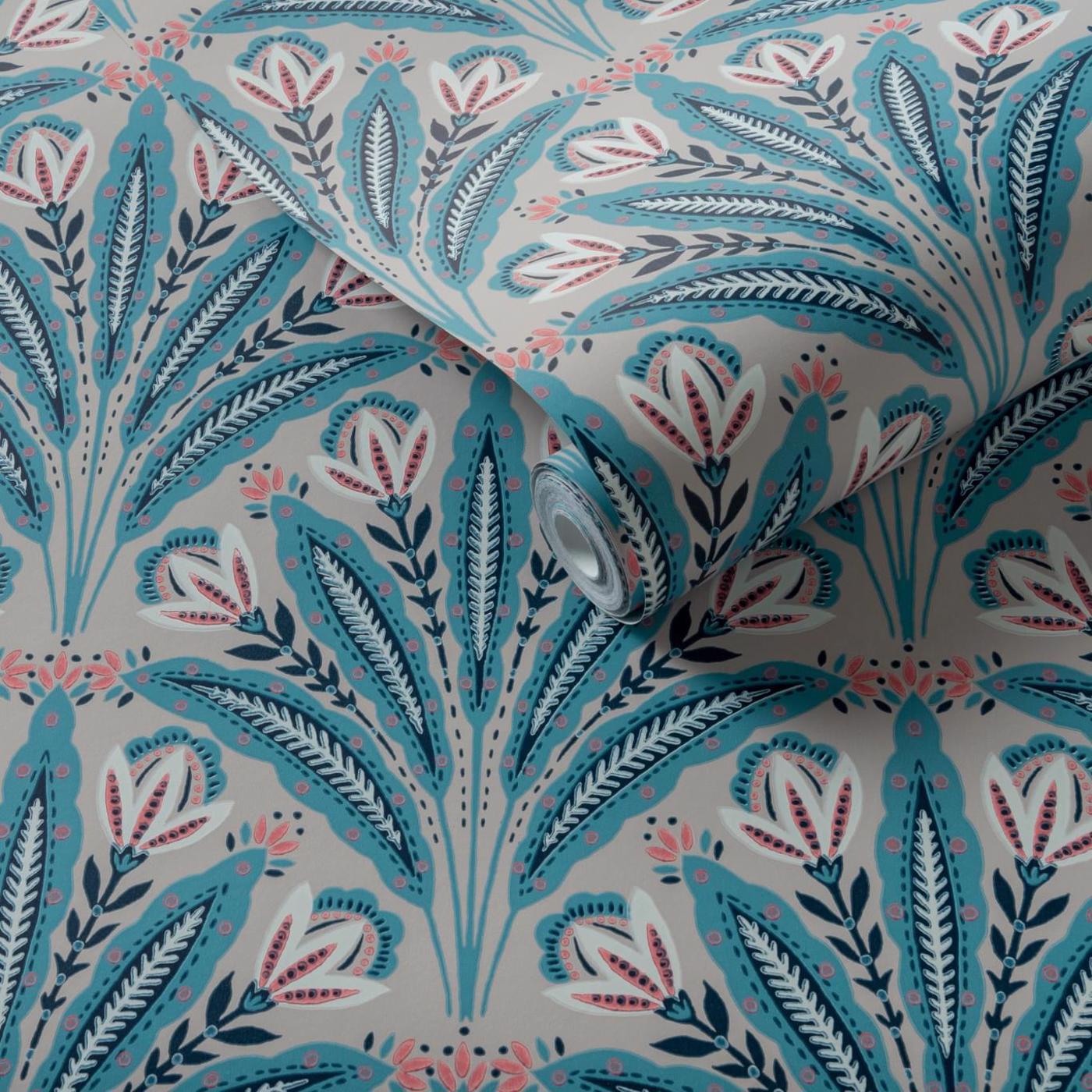 Attingham Wallpaper - Mineral - Clarke & Clarke