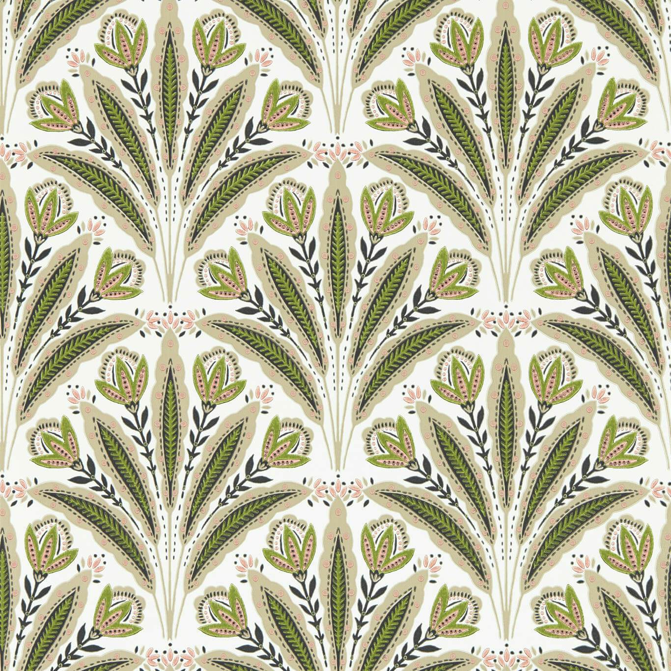 Attingham Wallpaper - Sage/Blush - Clarke & Clarke