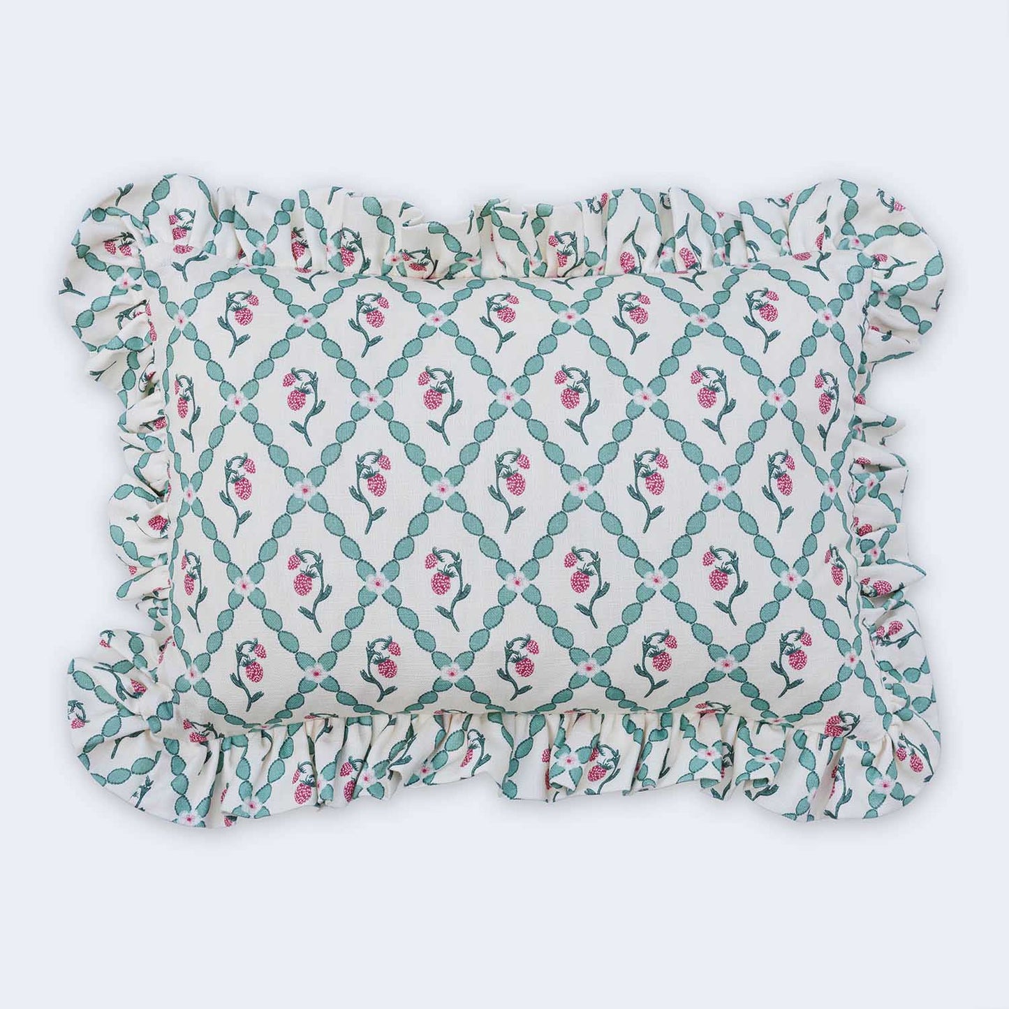 Strawberry Trellis Cushion - Teal - Barneby Gates