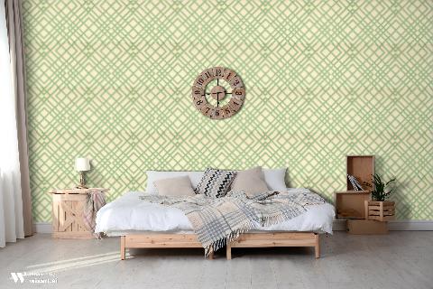 Treillage Sidewall Celadon On Off-White Wallpaper - Brunschwig & Fils