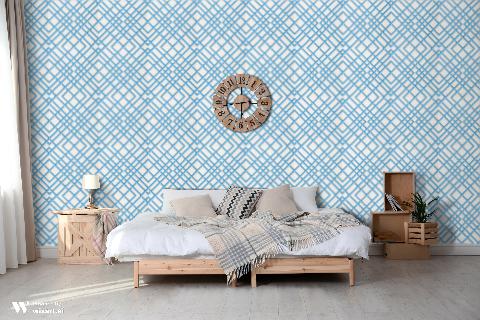 Treillage Sidewall Blue Wallpaper - Brunschwig & Fils