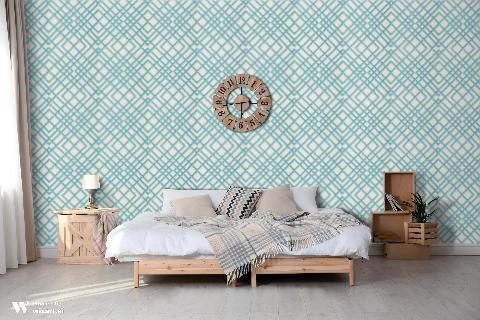 Treillage Sidewall Aqua Wallpaper - Brunschwig & Fils