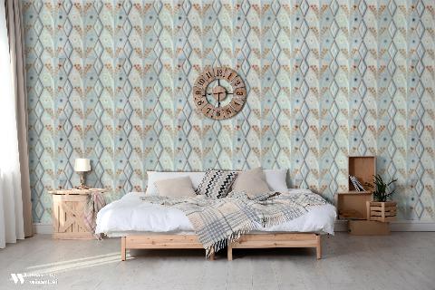 Gallier Diamond Seafoam Wallpaper - Brunschwig & Fils