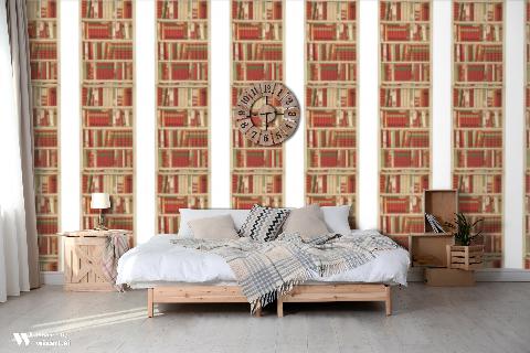 Bibliotheque Red Wallpaper - Brunschwig & Fils