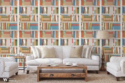 Bibliotheque Multicolor Wallpaper - Brunschwig & Fils