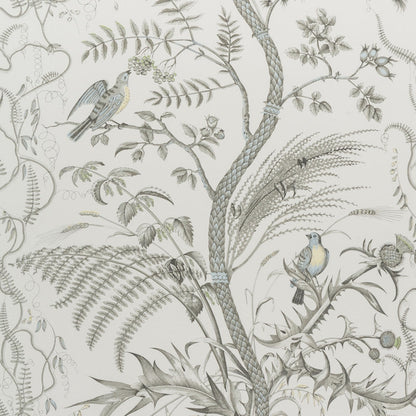 Bird And Thistle Gray Wallpaper - Brunschwig & Fils