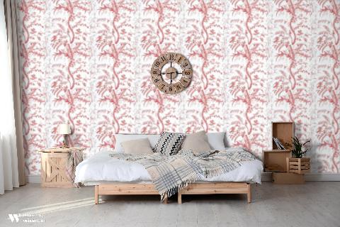 Bird And Thistle Red Wallpaper - Brunschwig & Fils