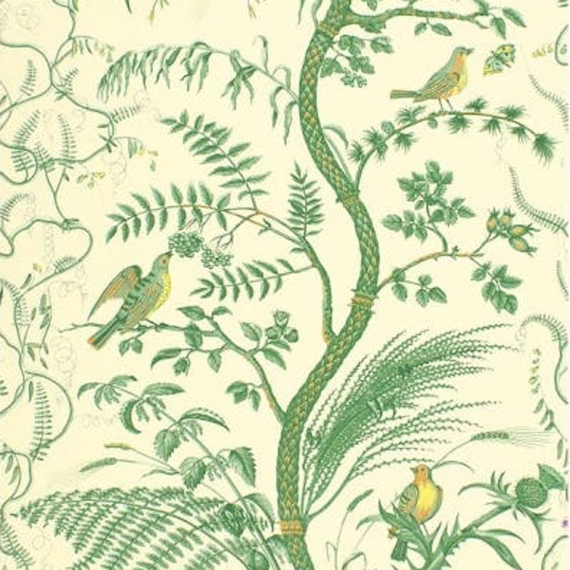 Bird And Thistle Green Wallpaper - Brunschwig & Fils