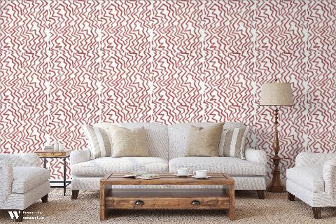 Staccato On Paper Red On White Wallpaper - Brunschwig & Fils