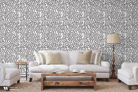 Staccato On Paper Black On White Wallpaper - Brunschwig & Fils