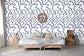 Staccato On Vinyl Blueberry On White Wallpaper - Brunschwig & Fils