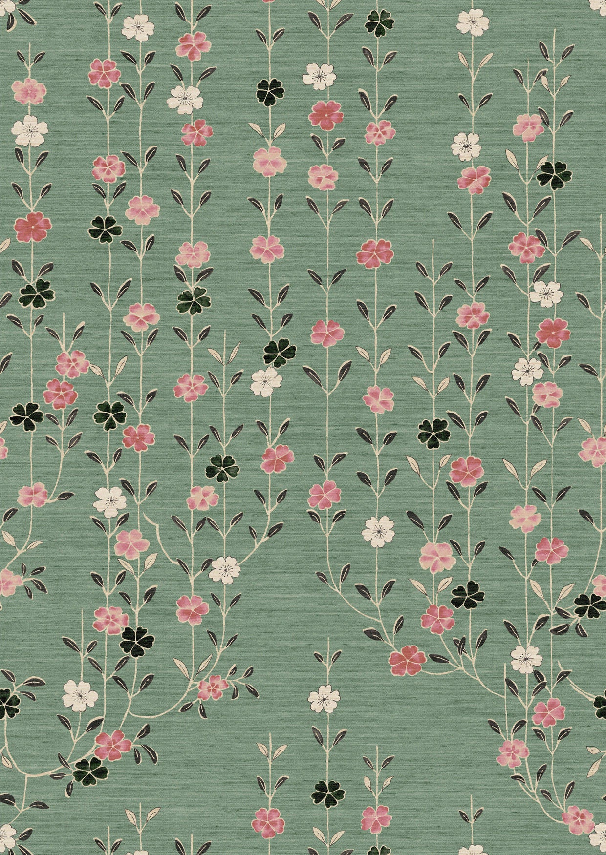 Blossom Peony Jade Wallpaper - Lewis & Wood