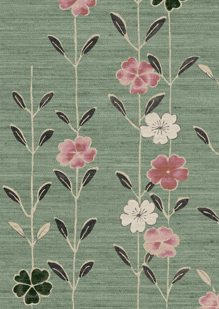 Blossom Peony Jade Wallpaper - Lewis & Wood