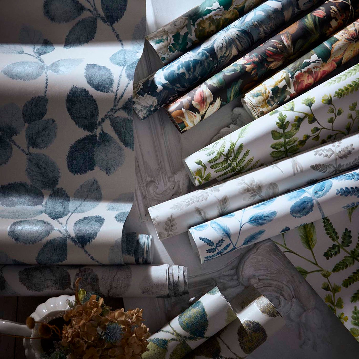 Bracken Wallpaper - Denim - Clarke & Clarke