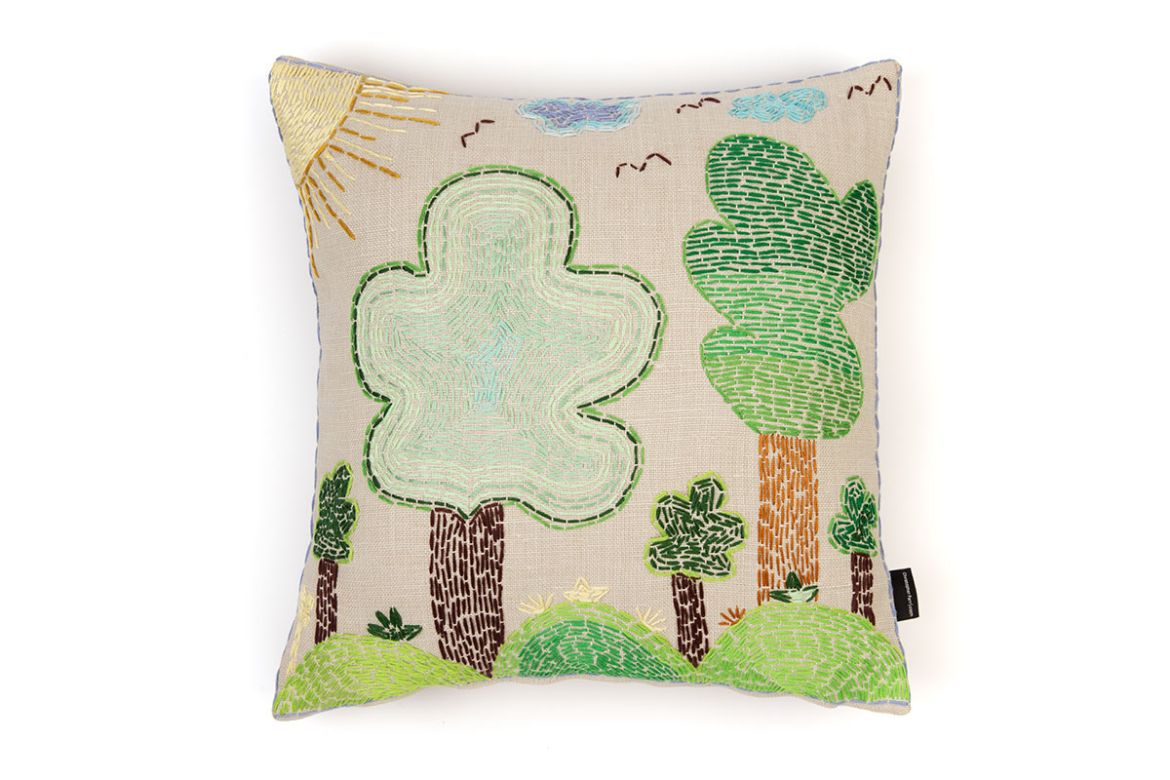 Refugee Craft Group Woodland Cushion