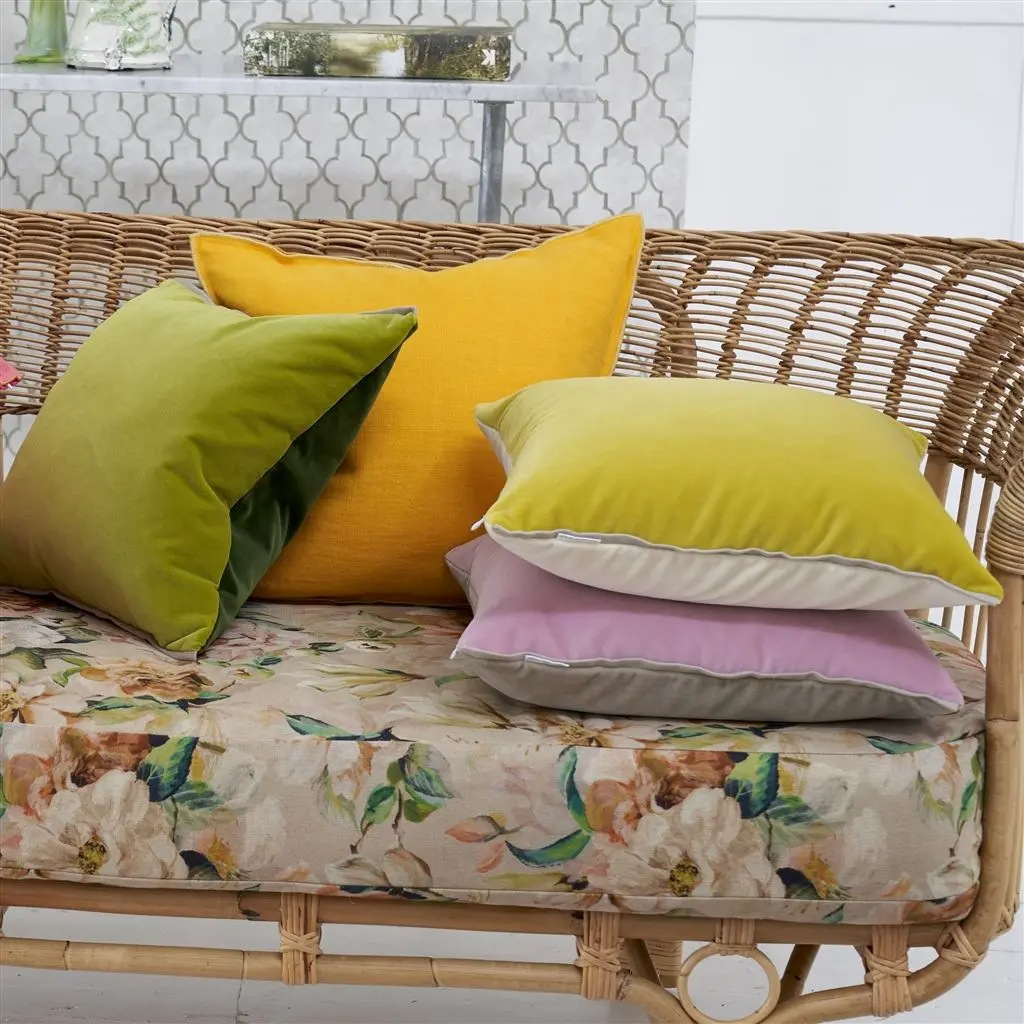 Varese Alchemilla & Parchment Velvet Cushion - Designers Guild