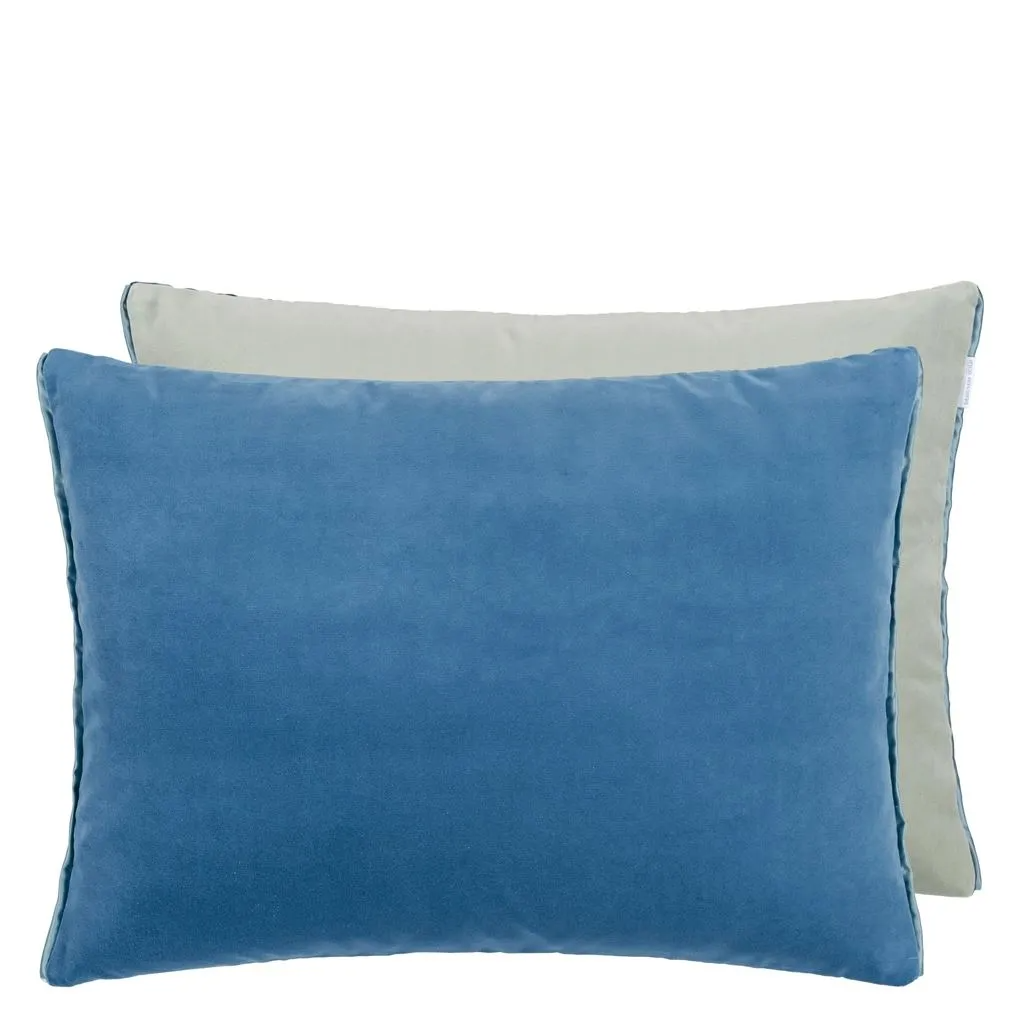 Cassia Denim & Zinc Velvet Cushion - Designers Guild