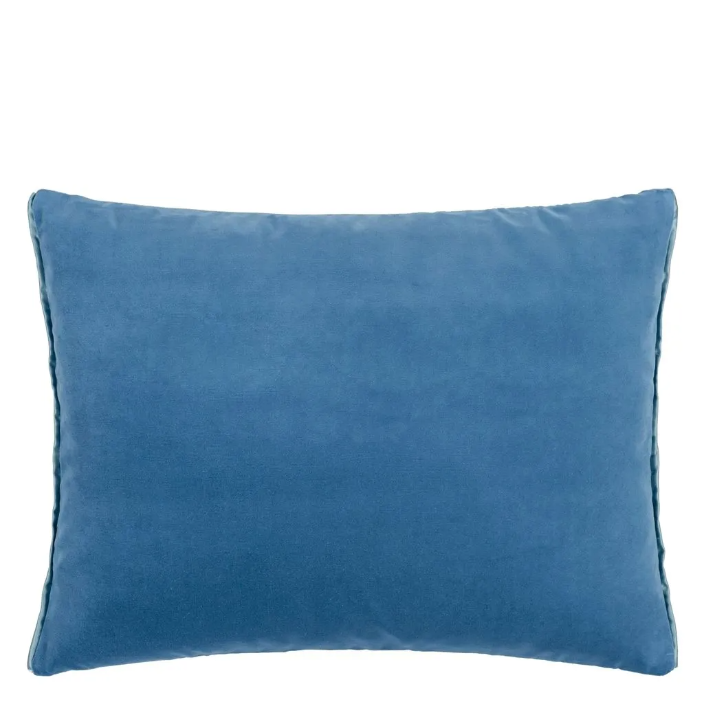 Cassia Denim & Zinc Velvet Cushion - Designers Guild