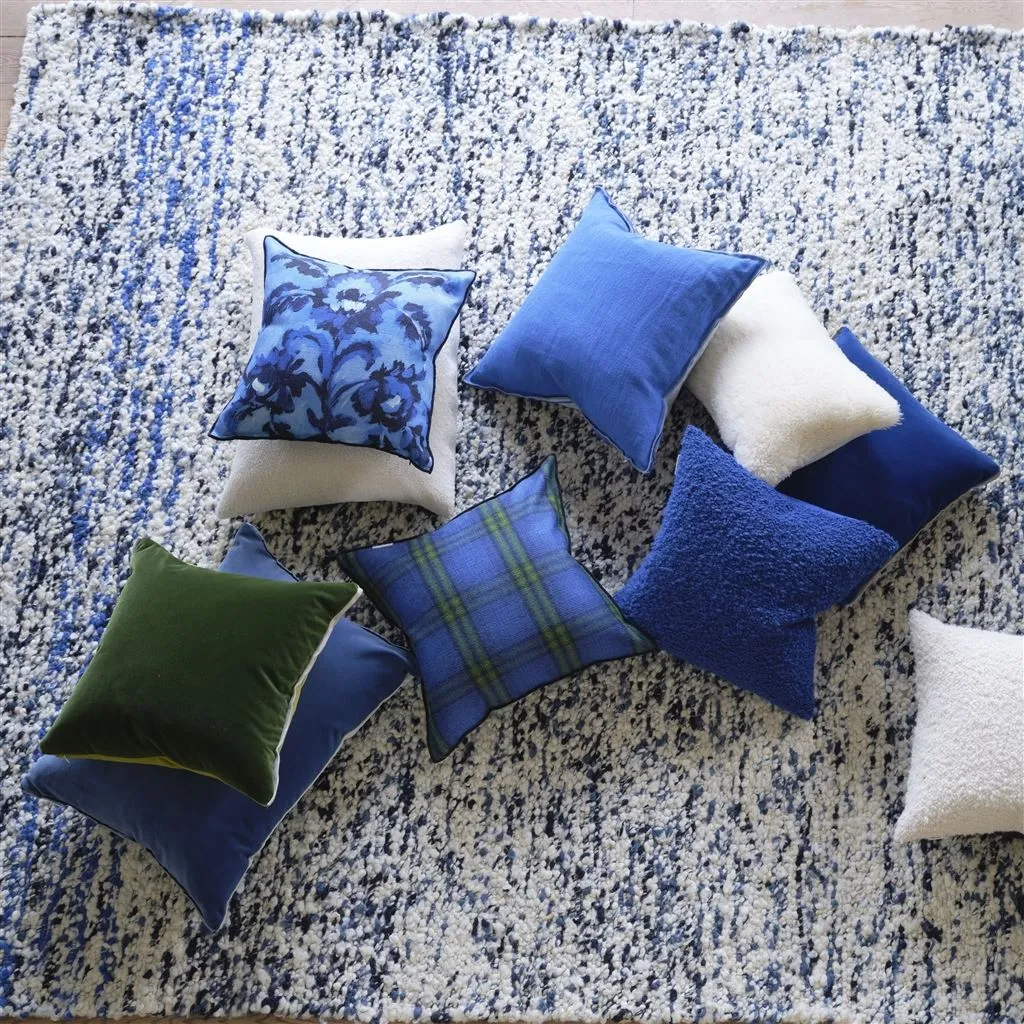 Cassia Denim & Zinc Velvet Cushion - Designers Guild