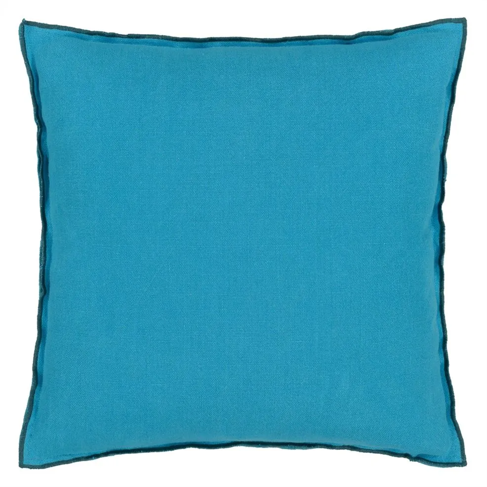 Brera Lino Indian Ocean & Teal Linen Cushion - Designers Guild